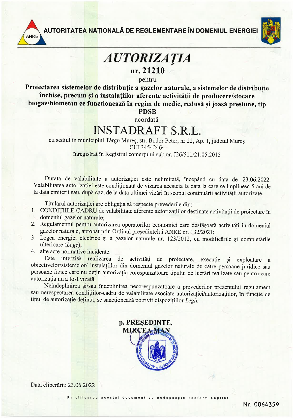 Autorizatie ID gaz PDSB – page 1