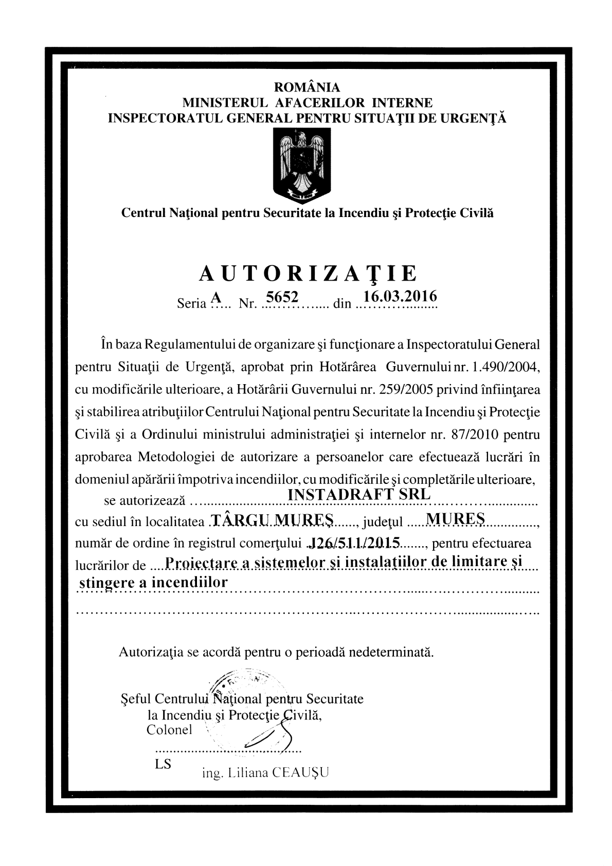 Autorizatie Stingere